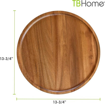 TB Home Acacia Wood Lazy Susan Organizer Kitchen Turntable for Cabinet, Table, Pantry or Countertop