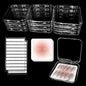 Qsnidy 9 Pcs Press On Nail Storage Box, Transparent Acrylic Fake Nail Case with 9 Display Cards and 2 Sheets of Double-Sided Adhesive Tape (20 Strips) for Nail Art Home Salon Packaging Use