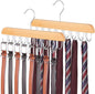 Belt Hanger for Closet, 2 Pack Closet Organizers and Storage Belt Rack Max 48 Belts, Multifunction Wooden Hanger Tie Rack