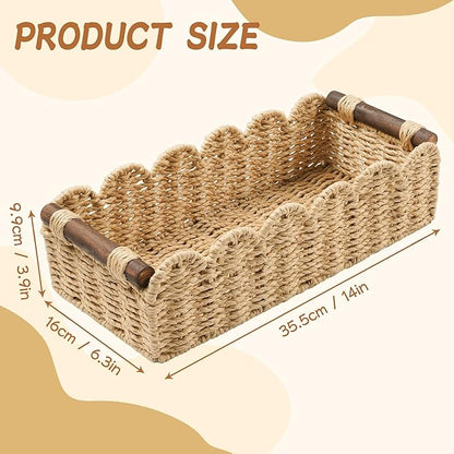 Toilet Paper Storage Basket Bathroom Counter Organizer Wicker Baskets for Organizing Cute Basket for Apartment Bedroom Nursery Room Kitchen Bathroom Decor -Beige