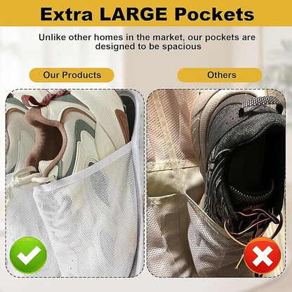 2 Pcs Rv Bedside Shoe Storage, 16 Large Pocket Wall-mounted Organizer, Hanging Caddy For Rv & Camper Shoes, Entryway Essentials, Space-saving Solution