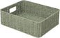 Drawer basket Handwoven Paper Rope Rectangular Shallow Basket Storage-15.35X12.01X4.72 Inches (Green)