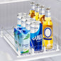 Drink Organizer for Mini Fridge, Automatic Pusher Drink Dispenser for Refrigerator, Soda Can Organizer for Beer Beverage Bottle Holds up to 12 Cans 3 Row (Depth 12.2" x Wide 9.9") White