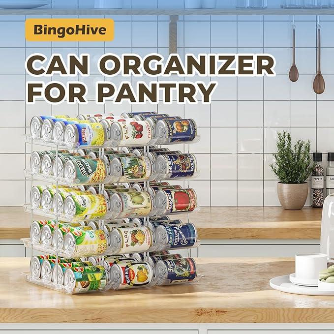 Stackable 5 Tiers Can Organizer Pantry and Automatic Soda Can Organizer for Refrigerator Can Dispenser