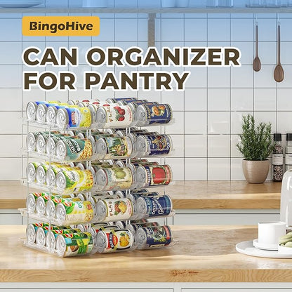 Stackable 5 Tiers Can Organizer Pantry and Automatic Soda Can Organizer for Refrigerator Can Dispenser
