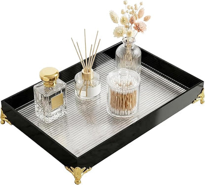 Large Bathroom Vanity Tray for Countertop,Acrylic Soap Organizer Tray for Home Decoration,Jewelry Organizer (11.8''x7.9''x1.2'')