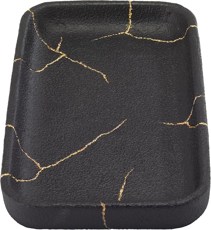 Nicole Miller - Vanity Tray, Resin Countertop Accessories, Dorm Room Essentials (Sydney Collection, Black/Gold)