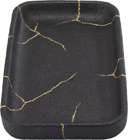 Nicole Miller - Vanity Tray, Resin Countertop Accessories, Dorm Room Essentials (Sydney Collection, Black/Gold)