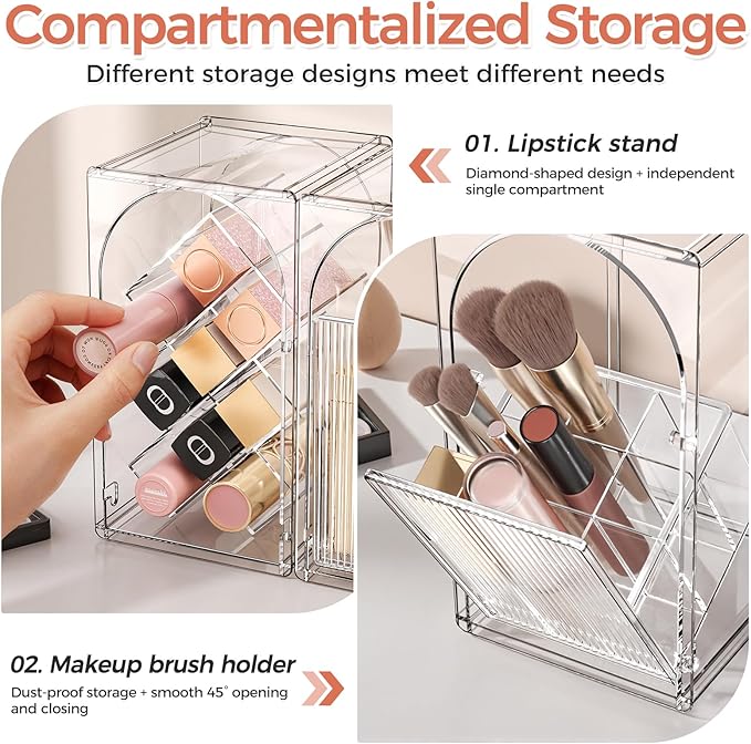 INVSSENE Stackable Makeup Organizer Countertop, Storage Perfume Skincare Cosmetic Lipstick Face Mask Makeup Brush Palettes, Ideal for Vanity Bathroom Counter
