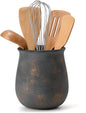 Rustic Utensil Holder for Kitchen Counter, Modern Farmhouse Cooking Utensil Holder and Crock Home Kitchen Decor, Vintage Ceramic Utensil Organizer for Spatula, Ladle, Eggbeater, Rolling Pin