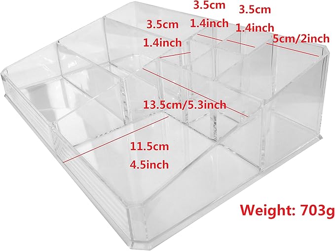 Kamay's XL Wide Thick Transparent Acrylic Makeup Organizer Tray Cosmetic Holder Display Case Desktop Storage Holder Lipstick Makeup Brush Nail polish Essential oil Holder (SF-1302)