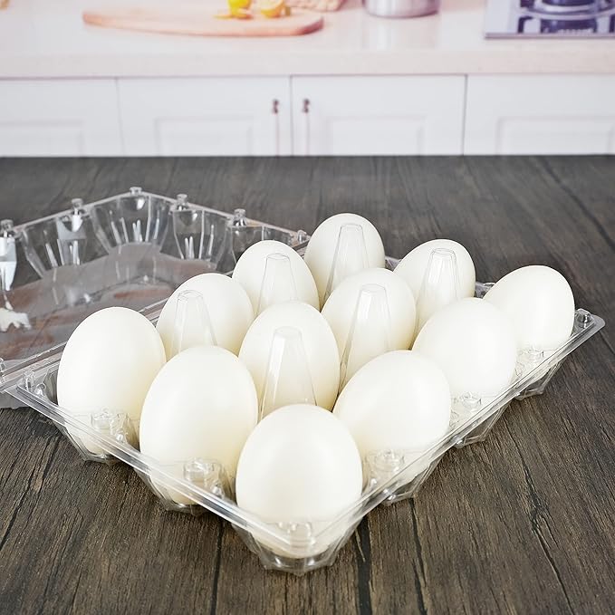 Egg Cartons 40 Packs, Clear Eco-friendly Plastic Blank Egg Cartons with Free Labels, Holds up to 12 Duck Eggs Securely, Perfect for Family Pasture Farm Markets Display - Large