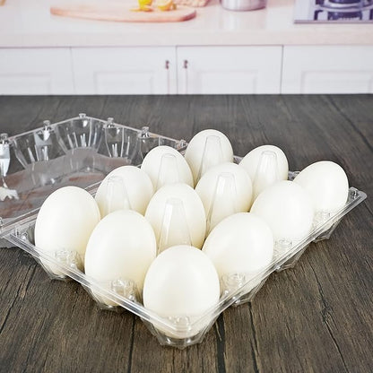 Egg Cartons 40 Packs, Clear Eco-friendly Plastic Blank Egg Cartons with Free Labels, Holds up to 12 Duck Eggs Securely, Perfect for Family Pasture Farm Markets Display - Large