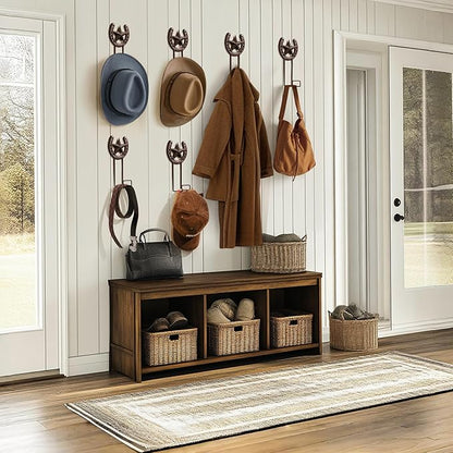 Cowboy Hat Rack Wall Mount 6 Pack Cowboy Hat Holder for Wall Western Hat Rack Horseshoe Hat Hanger Metal Iron Display and Storage for Entryway Closet Bedroom Living Room Western Gift Antique Bronze
