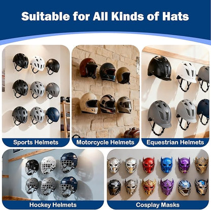Gugxiom 4 Pcs Wall Mounted Helmet Rack, Motorcycle Helmet Holder, Heavy-Duty Construction with Screws, for Equestrian Motorcycle Baseball Rugby Helmetet (4)