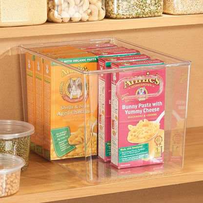 iDesign Linus BPA-Free Plastic Deep Kitchen Storage Bin with Handles - 12" x 8" x 7.75", Clear