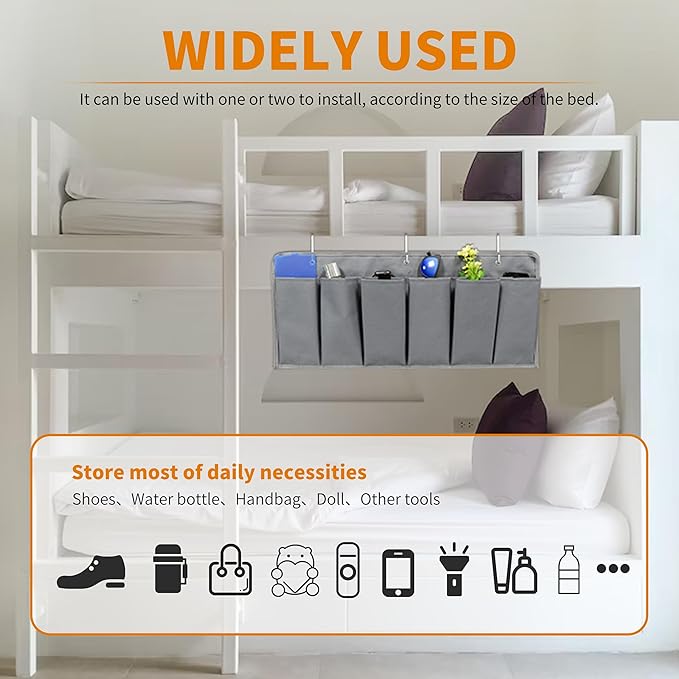 RVZONE RV Shoe Pockets 6 Large Pockets Heavy Hanging Bedside Storage Organizer with Sturdy Hooks for Shoes, Toys and Tools