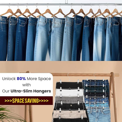 2 Pack - 6 Tier Skirt Hangers, Closet Space Saver with Clips for Pants, Shorts, Skirts, Leggings
