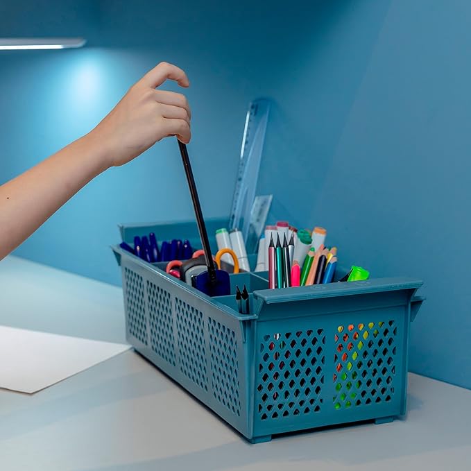 Flatware Rack – 8-slot Plastic Cutlery Basket – Large 16" Organizer for Knives, Forks, Spoons, Silverware, Kitchen Utensils, Essentials, Craft & Office Supplies – Dishwasher Basket