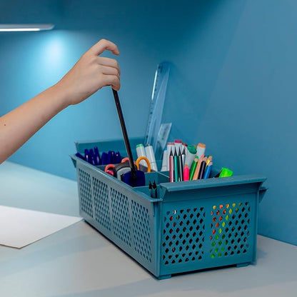 Flatware Rack – 8-slot Plastic Cutlery Basket – Large 16" Organizer for Knives, Forks, Spoons, Silverware, Kitchen Utensils, Essentials, Craft & Office Supplies – Dishwasher Basket
