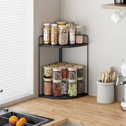 Forest Angle Bathroom Counter Organizer,Countertop Organizer,Vanity Organizers,Bathroom Storage,Bathroom Sink Caddy,Counter Shelf,Corner Counter,Corner Shelves(Black)