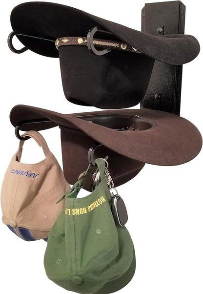 American Made 2 Hat Cowboy Hat Rack – Classic Wall Mounted Hat Holder Black Steel