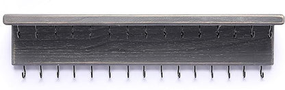 SANY DAYO HOME Jewelry Organizer with 30 Hooks and Cosmetics Shelf, 15 x 3 x 4 inches Wall Mounted Rustic Pine Wood Holder for Necklaces and Bracelets, Suitable for Kids and Adults (Gray)
