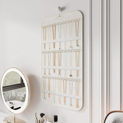 2-Pack Hanging Jewelry Organizer Storage, 40 Pockets 36 Hooks Necklace Earring Necklace Bracelet Ring Organizer, Double - Sided Design, White