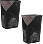 Mind Reader 60L Slim Laundry Hamper, Clothes Basket, Lid, Ventilated, Plastic, Set of 2, Black