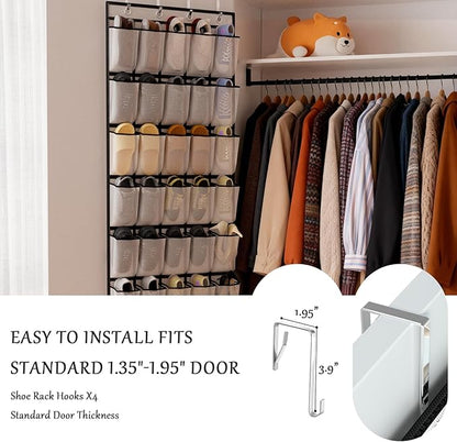homyfort Over the Door Shoe Organizer, 40 Large Breathable Mesh Pocket,Space Saving Hanging Shoe Rack,Shoe Storage Holder for Entryway Bedroom Closet