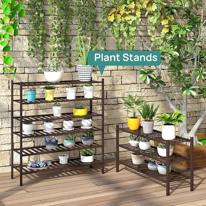 viewcare Long Shoe Rack, Bamboo Wood Shoe Rack for Closet, Entryway & Hallway, 3-Tier Stackable Shoe Shelf