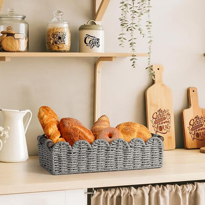 Toilet Paper Storage Basket Bathroom Counter Organizer Wicker Baskets for Organizing Cute Basket for Bedroom Nursery Room Kitchen Bathroom Decor-Gray