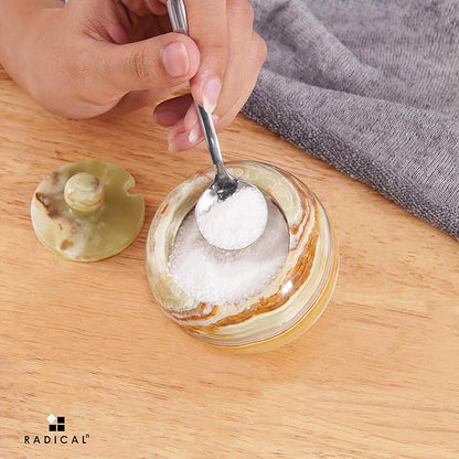 Radicaln Marble Salt Cellar with Lid 3" Inch Green Onyx Salt Jar & Table Salt Storage For Kitchen Countertop, Ideal Salt Container, Salt Dish & Sugar Bowl For Table
