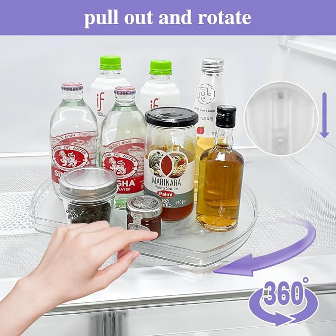 Incostar 360° Rotating Lazy Susan Turntable Organizer - Multifunctional 11.8" x 8.7" Rectangular Organizer for Refrigerator, Cabinet, Pantry, and Kitchen Countertop