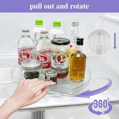 Incostar 360° Rotating Lazy Susan Turntable Organizer - Multifunctional 11.8" x 8.7" Rectangular Organizer for Refrigerator, Cabinet, Pantry, and Kitchen Countertop
