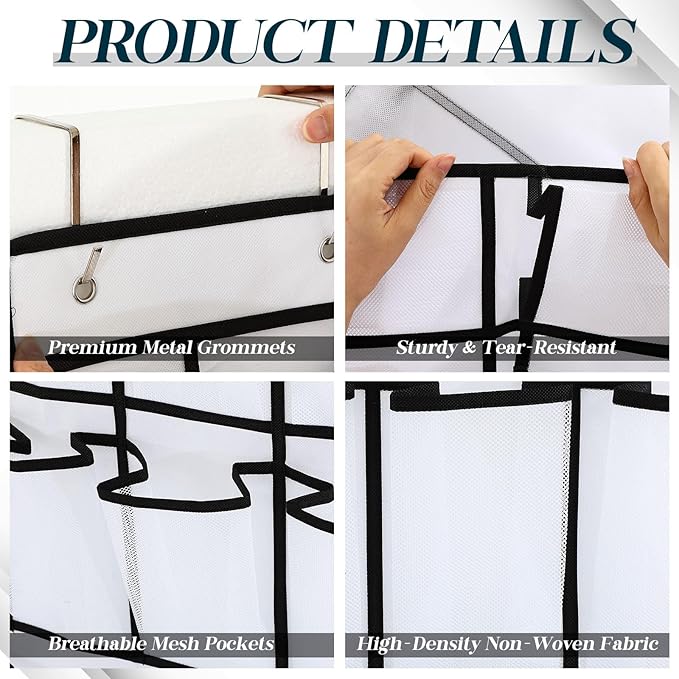 Chunful Extra Large 29 Pockets Over the Door Shoe Organizer 20 Regular 9 Large Breathable Mesh Pockets Hanging Shoe Rack Organizer for Bedroom Bathroom Closet Door Shoes Toys Accessories(White)