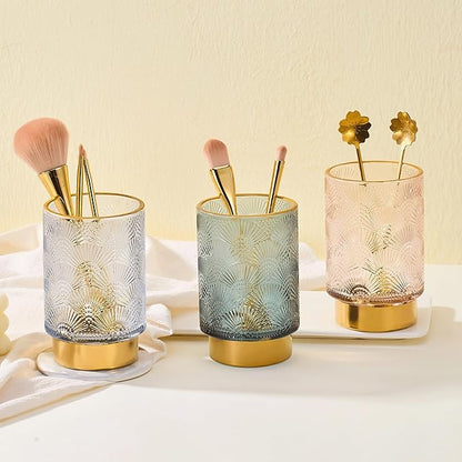 Makeup Brush Holder Organizer,Toothbrush Holders,Desk Pen Pencil Holder,Multifunctional Vintage Glass Brush Cup（A41-9-US）