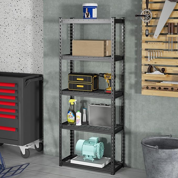 Goplus 5-Tier Metal Shelving Unit, 2 Pack Heavy Duty Wire Storage Rack with Anti-Slip Foot Pads, Height Adjustable Shelves for Warehouse, Kitchen, Living Room, Garage, 12" D x 27.5" W x 66" H