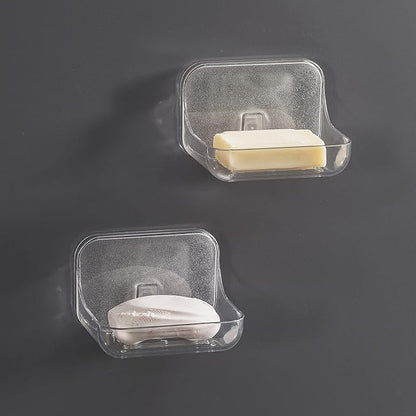 Ettori Soap Dish 2 Pack Soap Holder Plastic Adhesive Soap Holder for Shower Wall, Bathroom, Tub and Kitchen Sink, Drill- Free and Clear