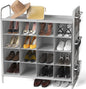 Simple Houseware 4-Tier 16 Cube Shoe Cubby Rack Organizer, Gray