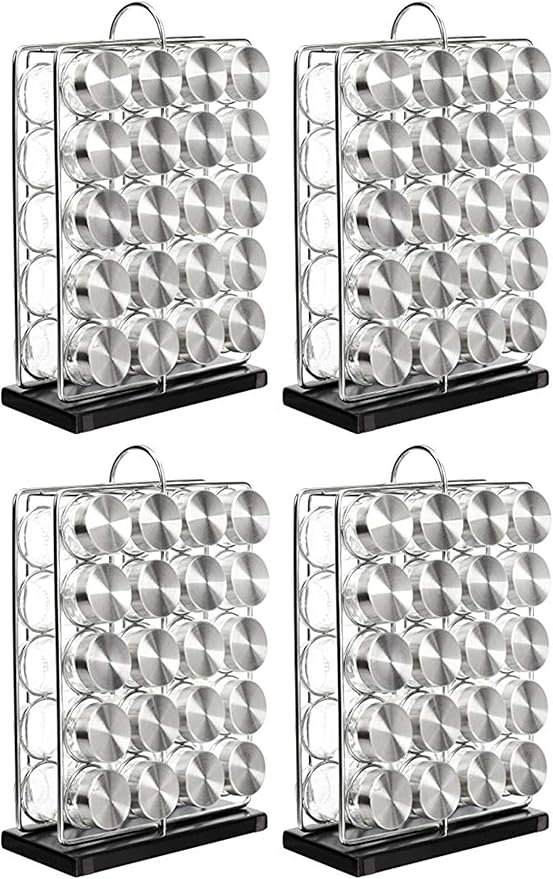 Amazon Basics 20 Jars Spice Organizer Rack, Silver (Pack of 4)