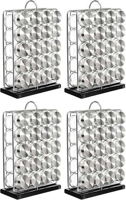 Amazon Basics 20 Jars Spice Organizer Rack, Silver (Pack of 4)