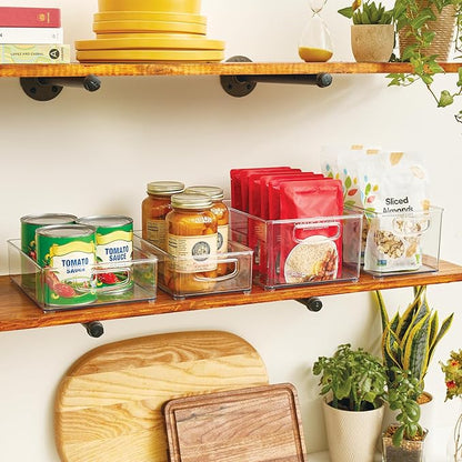iDesign Stackable Pantry Bins with Handles, 4 Different Sizes, 4 Pack, Clear, Made in USA