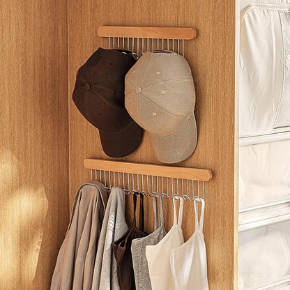 Pull Out Bra Hanger for Closet, Sliding Hooks Rack for Belt Ties Tank Top Scarf Jewelry, Space Saving Organizr for Wardrobe Cabinet, Left & Right Side 12 Hooks Rail, 2 Pcs