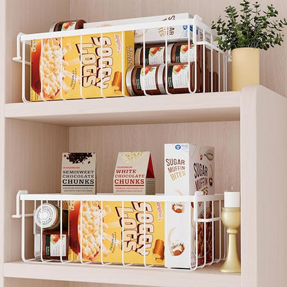 Freezer Storage Organize Baskets - 3 Pack Stackable Deep Freezer Organizer Bins for Most 7 Cu.FT Chest Freezer with Handles, Sturdy but Light, Metal Coated, Add Space, Easy to Reach