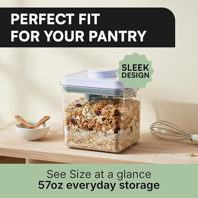 Bop Top Airtight Food Storage Containers with Lid 7 Cups / 57 oz | Kitchen Canister Sets | Air Tight Pantry Container| Pop Top Dry Food Storage Containers for Snacks, Sugar, Flour, Baking, Pasta