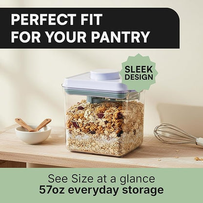 Bop Top Airtight Food Storage Containers with Lid 7 Cups / 57 oz | Kitchen Canister Sets | Air Tight Pantry Container| Pop Top Dry Food Storage Containers for Snacks, Sugar, Flour, Baking, Pasta