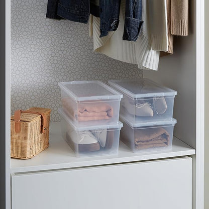 Simplify Storage Bins with Lids | Dimensions: 13.23"x 7.5"x 4.5" |6 Pack| Stackable | Nestable Bins | Great for Clothing | Books | Household Items | Shoes | Home Organization | Clear.
