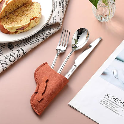 100 Pieces Cowboy Holster Silverware Holders Felt Brown Cutlery Vintage Utensil Pouch Bags Western Party Tableware Supplies Cutlery Sleeve, Brown