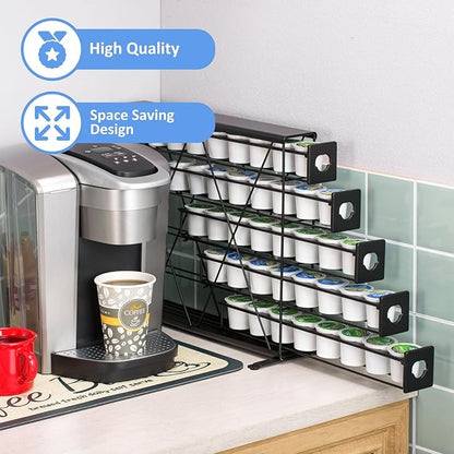 K Cup Holders for 5 Tier, 40 Pods K Cup Storage, Coffee Pod Holder for Countertop, K Cup Organizer Coffee Bar Accessories Black Metal